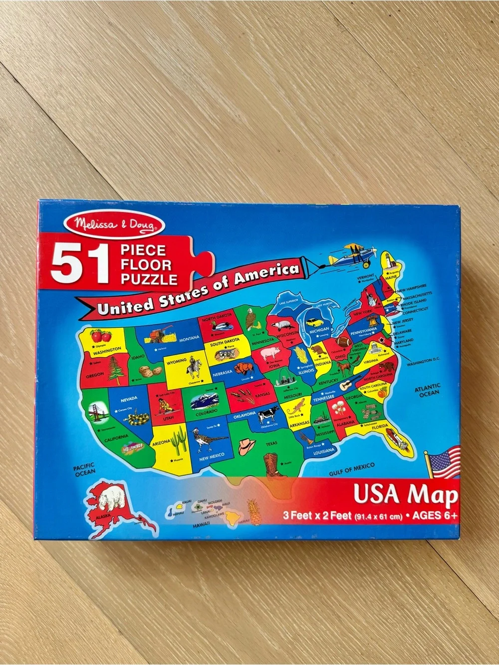 Melissa & Doug USA Map 51 Piece Floor Puzzle 3 Feet by 2 Feet Age 6 Plus Puzzles